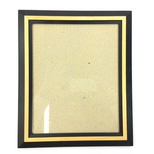 Natural Wood Picture Frame with Black Border and Inlay